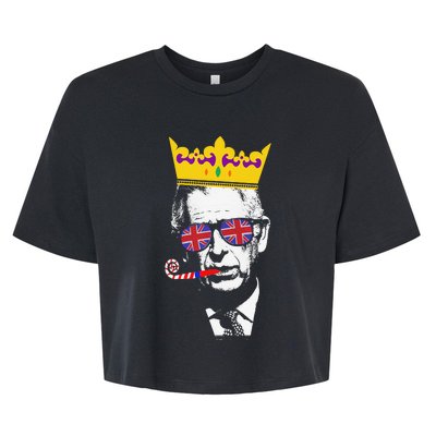 Party King Funny Coronation King Charles Union Jack & Crown Bella+Canvas Jersey Crop Tee