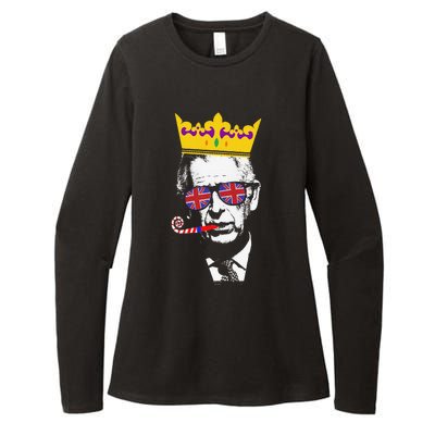 Party King Funny Coronation King Charles Union Jack & Crown Womens CVC Long Sleeve Shirt