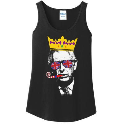 Party King Funny Coronation King Charles Union Jack & Crown Ladies Essential Tank