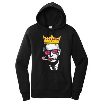 Party King Funny Coronation King Charles Union Jack & Crown Women's Pullover Hoodie