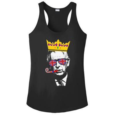 Party King Funny Coronation King Charles Union Jack & Crown Ladies PosiCharge Competitor Racerback Tank