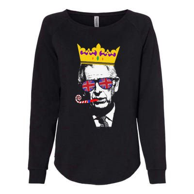 Party King Funny Coronation King Charles Union Jack & Crown Womens California Wash Sweatshirt