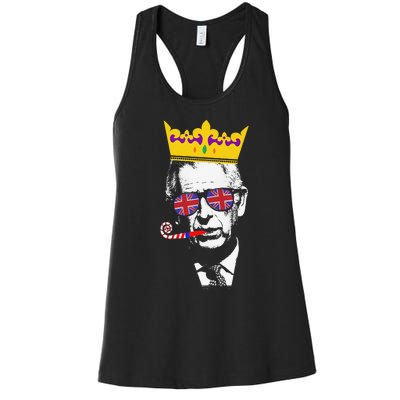 Party King Funny Coronation King Charles Union Jack & Crown Women's Racerback Tank