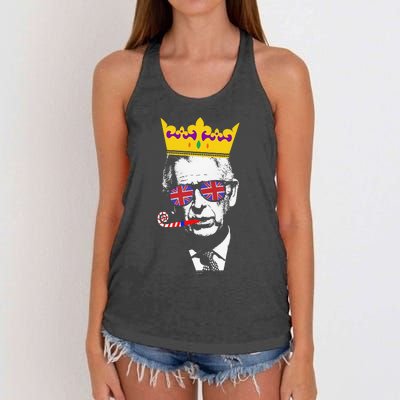 Party King Funny Coronation King Charles Union Jack & Crown Women's Knotted Racerback Tank