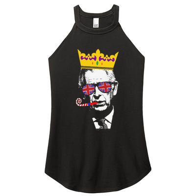 Party King Funny Coronation King Charles Union Jack & Crown Women's Perfect Tri Rocker Tank