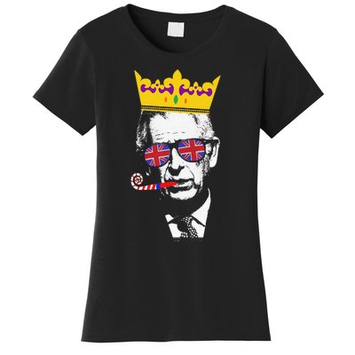 Party King Funny Coronation King Charles Union Jack & Crown Women's T-Shirt