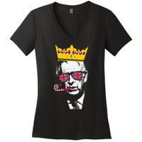 Party King Funny Coronation King Charles Union Jack & Crown Women's V-Neck T-Shirt