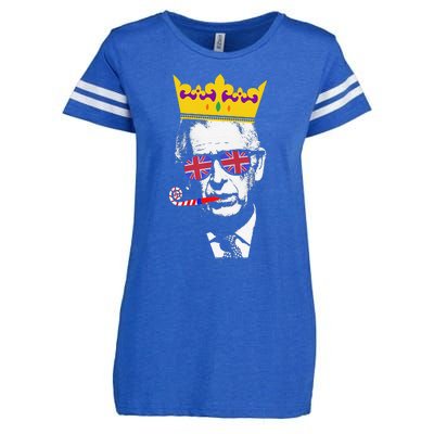 Party King Funny Coronation King Charles Union Jack & Crown Enza Ladies Jersey Football T-Shirt