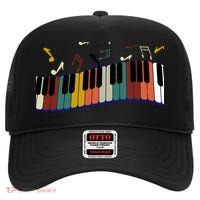 Piano Keyboard For Piano Player Keyboardist Gift High Crown Mesh Back Trucker Hat