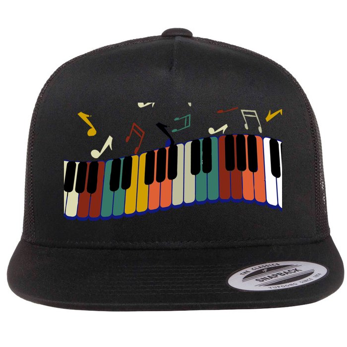 Piano Keyboard For Piano Player Keyboardist Gift Flat Bill Trucker Hat