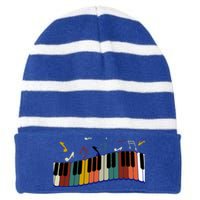 Piano Keyboard For Piano Player Keyboardist Gift Striped Beanie with Solid Band