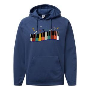 Piano Keyboard For Piano Player Keyboardist Gift Performance Fleece Hoodie