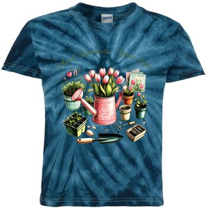 Plant Kindness Grow Love Gardening Spring Themed Positive Kids Tie-Dye T-Shirt