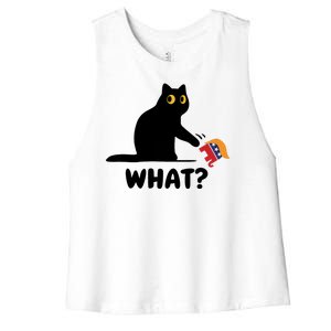 President Kamala Harris 2024 Victory Funny Antitrump Cat Women's Racerback Cropped Tank