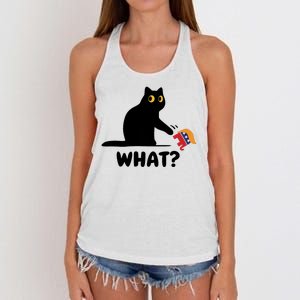 President Kamala Harris 2024 Victory Funny Antitrump Cat Women's Knotted Racerback Tank