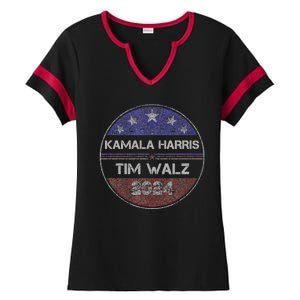 Patriotic Kamala Harris Tim Walz 2024 For President Ladies Halftime Notch Neck Tee