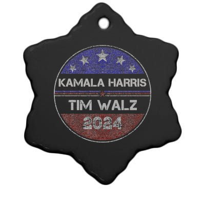 Patriotic Kamala Harris Tim Walz 2024 For President Ceramic Star Ornament