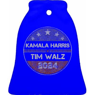 Patriotic Kamala Harris Tim Walz 2024 For President Ceramic Bell Ornament