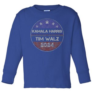 Patriotic Kamala Harris Tim Walz 2024 For President Toddler Long Sleeve Shirt