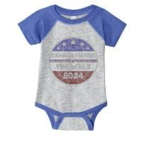 Patriotic Kamala Harris Tim Walz 2024 For President Infant Baby Jersey Bodysuit