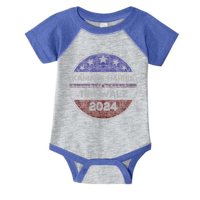 Patriotic Kamala Harris Tim Walz 2024 For President Infant Baby Jersey Bodysuit