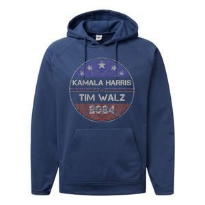 Patriotic Kamala Harris Tim Walz 2024 For President Performance Fleece Hoodie