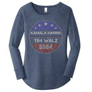 Patriotic Kamala Harris Tim Walz 2024 For President Women's Perfect Tri Tunic Long Sleeve Shirt