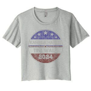 Patriotic Kamala Harris Tim Walz 2024 For President Women's Crop Top Tee