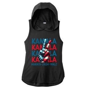 Peace Kamala Harris Tim Walz Ladies PosiCharge Tri-Blend Wicking Draft Hoodie Tank