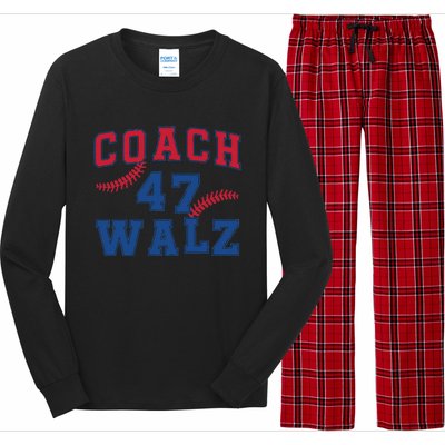 President Kamala Harris Funny Baseball Style Coach 47 Walz Long Sleeve Pajama Set