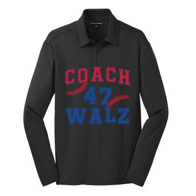 President Kamala Harris Funny Baseball Style Coach 47 Walz Silk Touch Performance Long Sleeve Polo