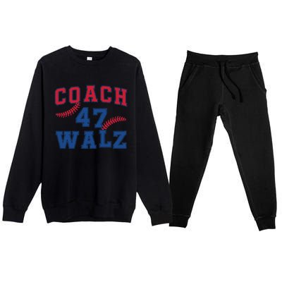 President Kamala Harris Funny Baseball Style Coach 47 Walz Premium Crewneck Sweatsuit Set