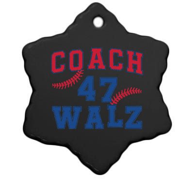 President Kamala Harris Funny Baseball Style Coach 47 Walz Ceramic Star Ornament