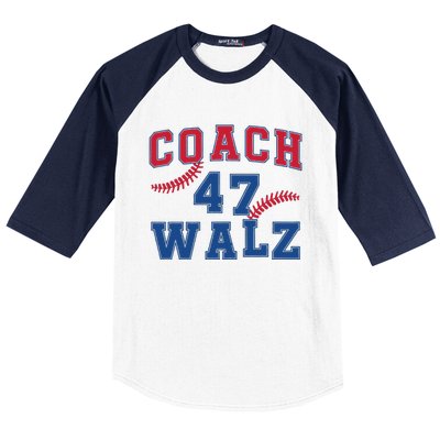 President Kamala Harris Funny Baseball Style Coach 47 Walz Baseball Sleeve Shirt