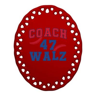 President Kamala Harris Funny Baseball Style Coach 47 Walz Ceramic Oval Ornament