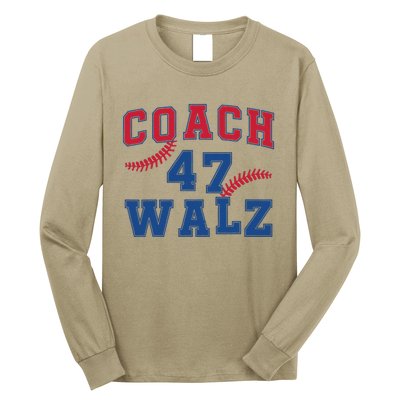 President Kamala Harris Funny Baseball Style Coach 47 Walz Long Sleeve Shirt