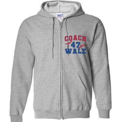 President Kamala Harris Funny Baseball Style Coach 47 Walz Full Zip Hoodie