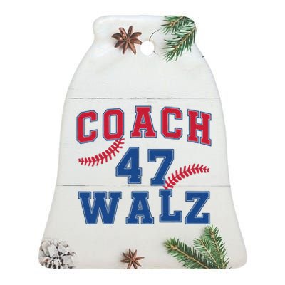 President Kamala Harris Funny Baseball Style Coach 47 Walz Ceramic Bell Ornament