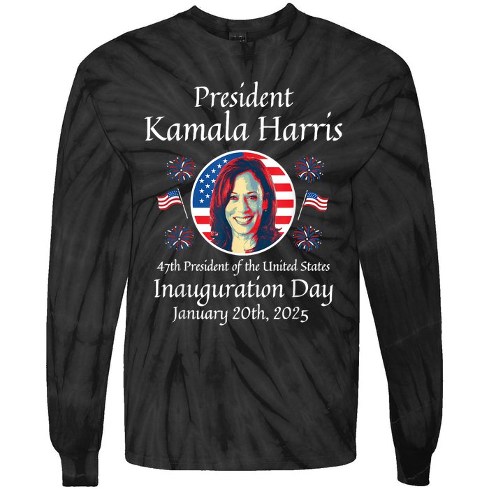 President Kamala Harris Inauguration 2025 Memorabilia Tie-Dye Long Sleeve Shirt