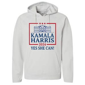 Pro Kamala Harris Yes She Can Kamala Harris 2024 President Performance Fleece Hoodie