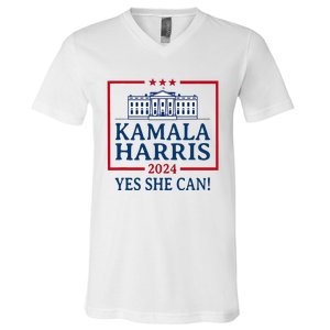 Pro Kamala Harris Yes She Can Kamala Harris 2024 President V-Neck T-Shirt