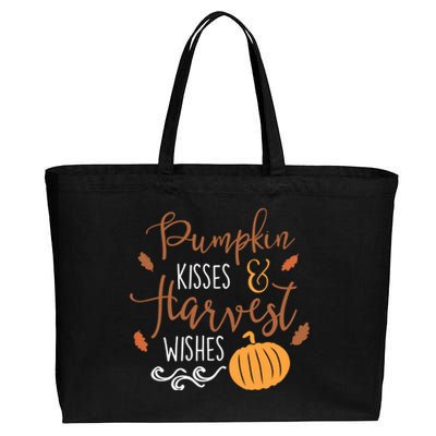 Pumpkin Kisses Harvest Wishes Cotton Canvas Jumbo Tote