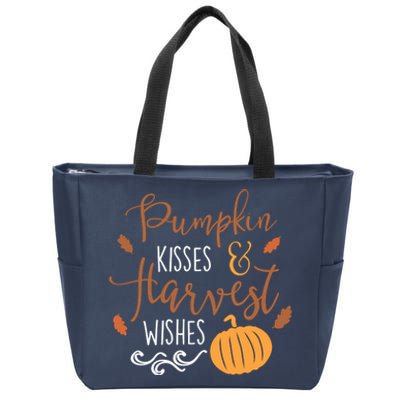 Pumpkin Kisses Harvest Wishes Zip Tote Bag