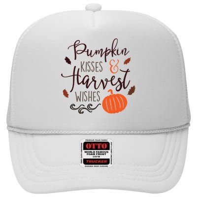 Pumpkin Kisses Harvest Wishes High Crown Mesh Back Trucker Hat