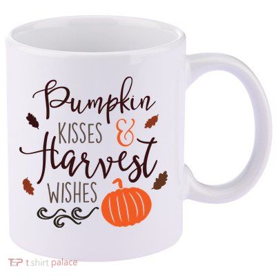 Pumpkin Kisses Harvest Wishes 11oz C Handle Ceramic Mug