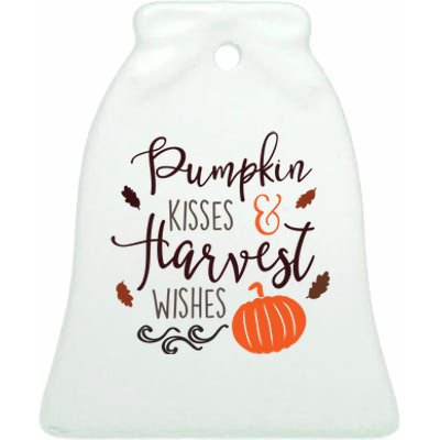 Pumpkin Kisses Harvest Wishes Ceramic Bell Ornament