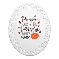 Pumpkin Kisses Harvest Wishes Ceramic Oval Ornament