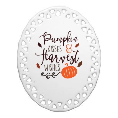 Pumpkin Kisses Harvest Wishes Ceramic Oval Ornament