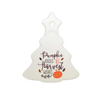 Pumpkin Kisses Harvest Wishes Ceramic Tree Ornament