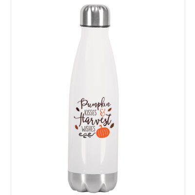 Pumpkin Kisses Harvest Wishes Stainless Steel Insulated Water Bottle